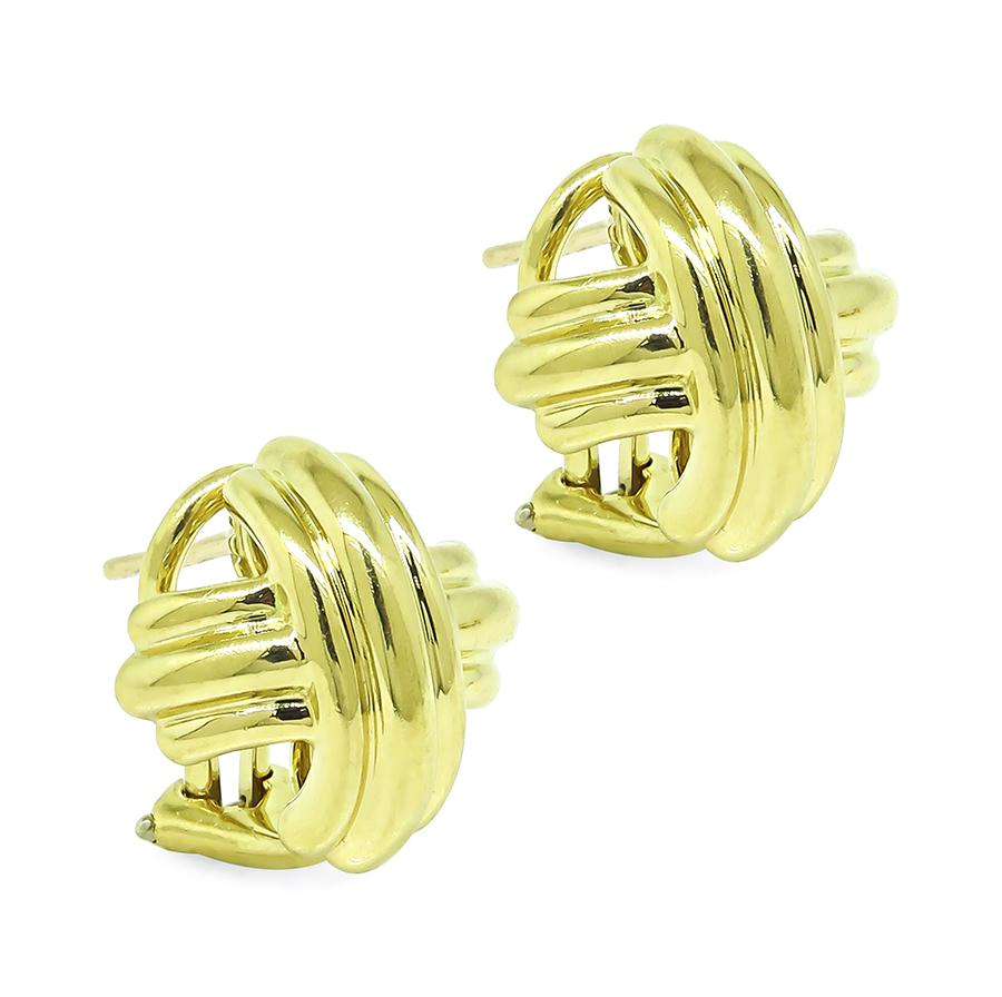 Estate Tiffany & Co 18k Yellow Gold X Earrings