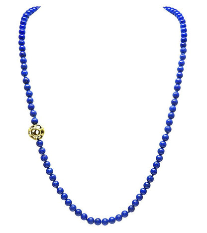 Estate Tiffany & Co Gold Lapis Bead Necklace