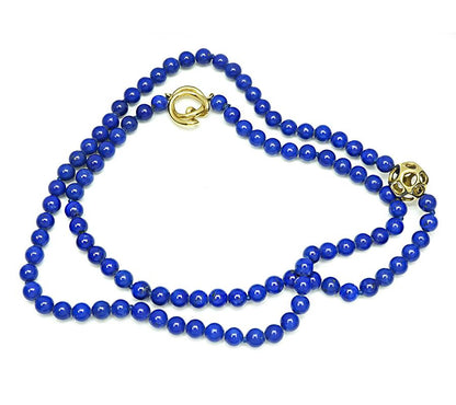Estate Tiffany & Co Gold Lapis Bead Necklace