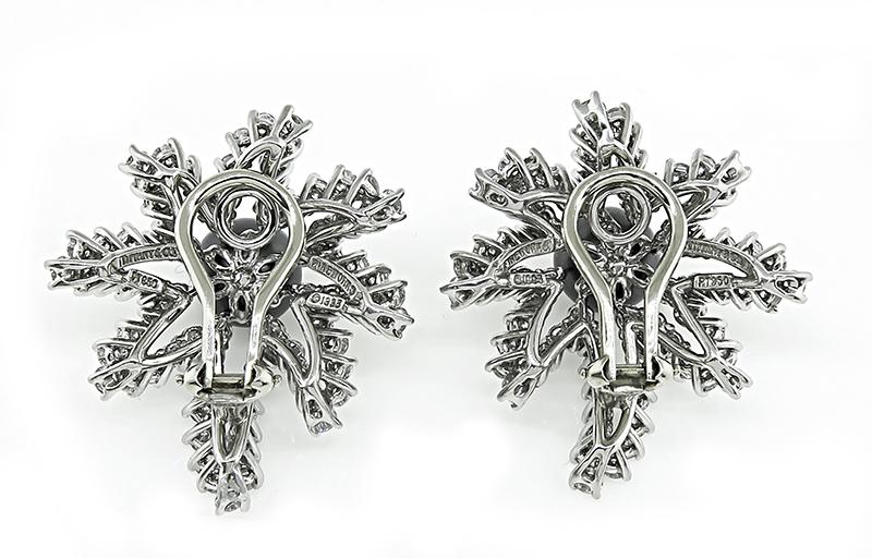 Estate Tiffany & Co Pearl 4.00ct Diamond Fireworks Earrings