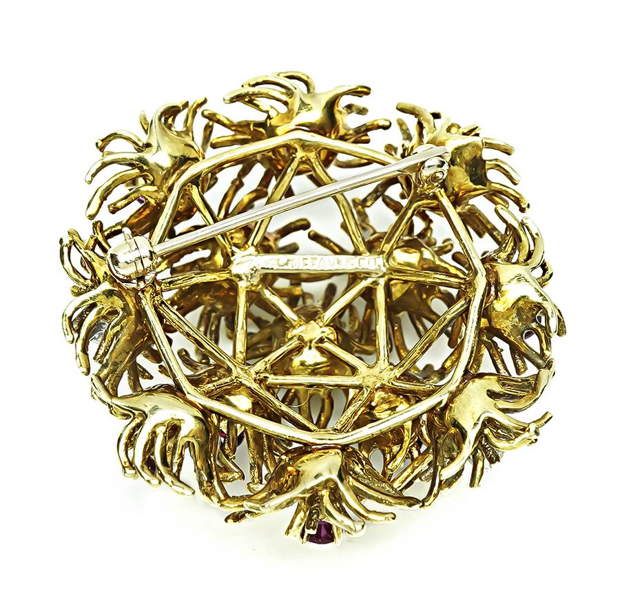 1970s Tiffany & Co 1.00ct Ruby 0.25ct Diamond Gold Pin