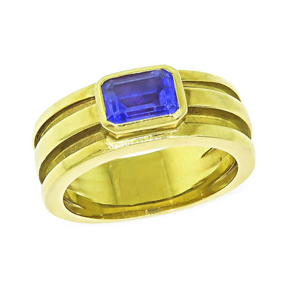 Estate Tiffany & Co 1.50ct Tanzanite 18k Yellow Gold Ring