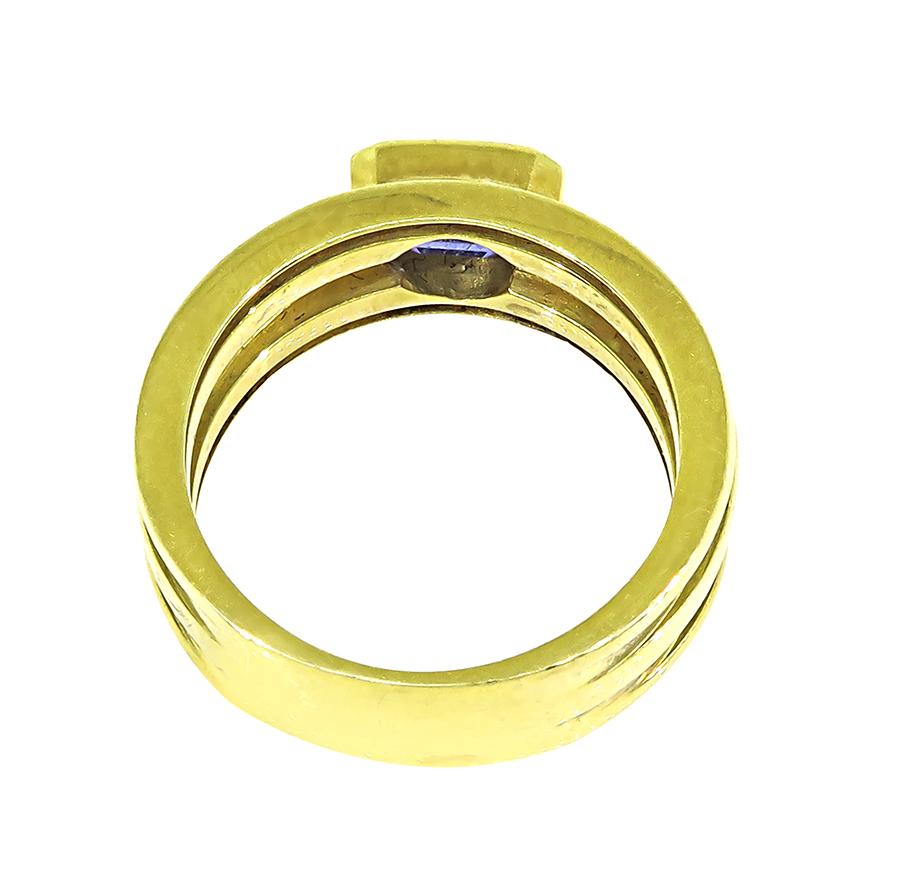 Estate Tiffany & Co 1.50ct Tanzanite 18k Yellow Gold Ring