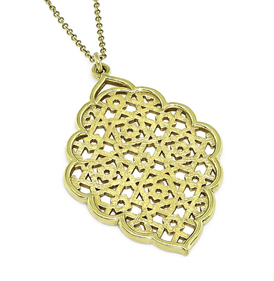 Estate Tiffany & Co Paloma Picasso 18k Gold Marrakech Pendant Necklace