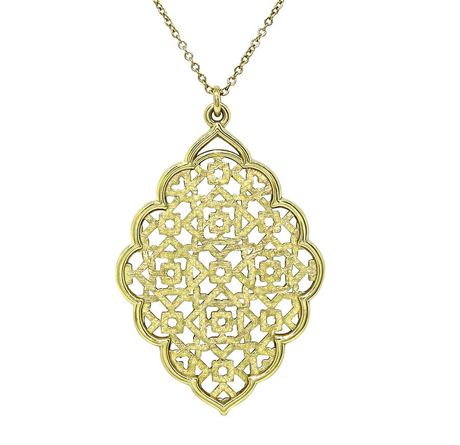Estate Tiffany & Co Paloma Picasso 18k Gold Marrakech Pendant Necklace