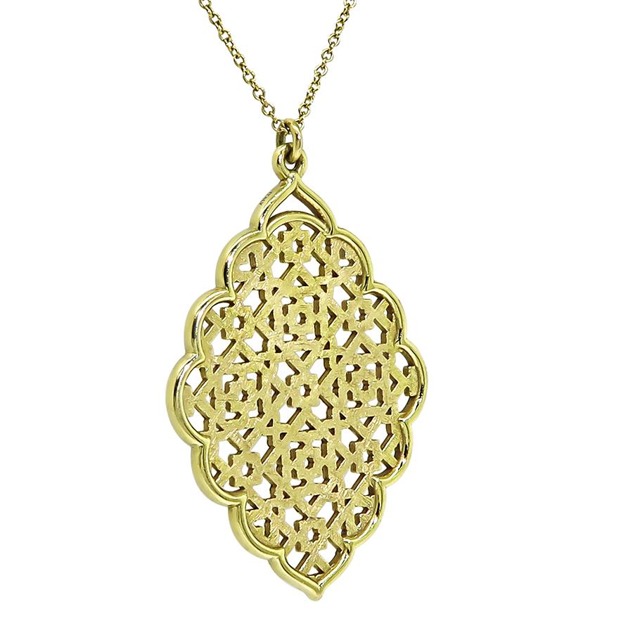 Estate Tiffany & Co Paloma Picasso 18k Gold Marrakech Pendant Necklace