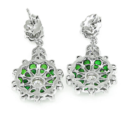 Estate 1.50ct Tsavorite 1.10ct Diamond Dangling Earrings