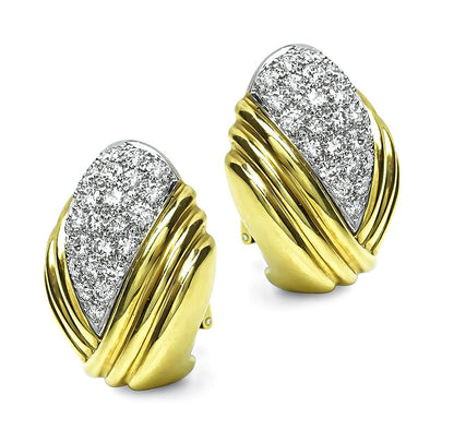 Estate Turi 3.00ct Diamond Gold Earrings