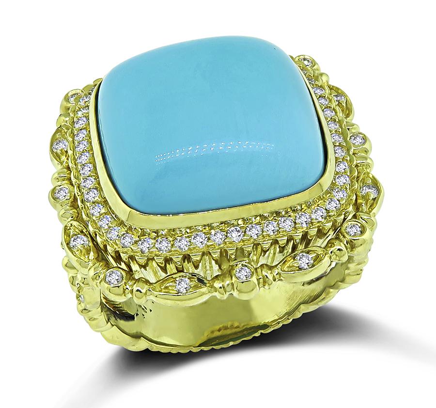 Sleeping Beauty Turquoise 1.50ct Diamond Gold Ring