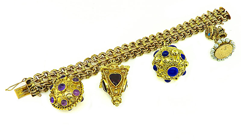 Estate Gold Novelty Charm Bracelet
