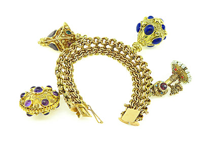 Estate Gold Novelty Charm Bracelet