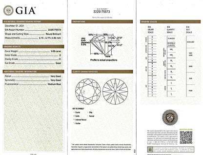 GIA Certified 1.00ct Diamond Halo Engagement Ring