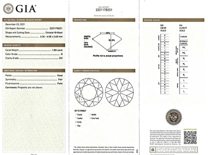 Estate GIA Certified 1.00ct Diamond Engagement Ring