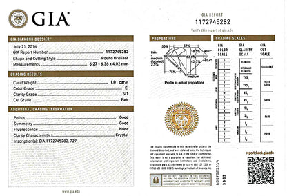 Estate GIA Certified 1.01ct Diamond Engagement Ring