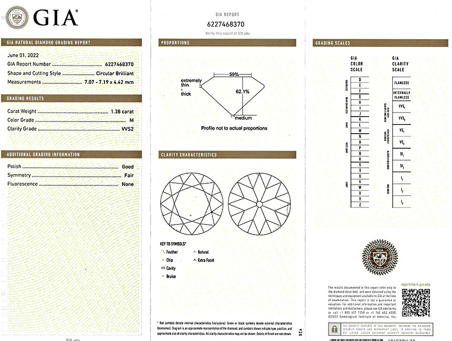 Estate GIA Certified 1.38ct Diamond Engagement Ring