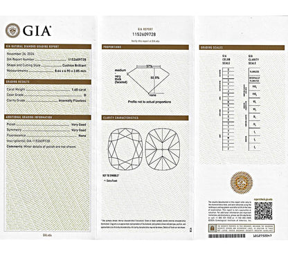 Estate GIA 1.60ct D Internally Flawless Diamond Engagement Ring