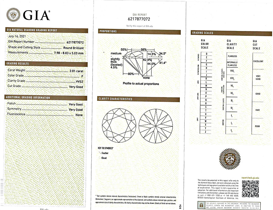 Estate GIA Certified 2.01ct Diamond Engagement Ring