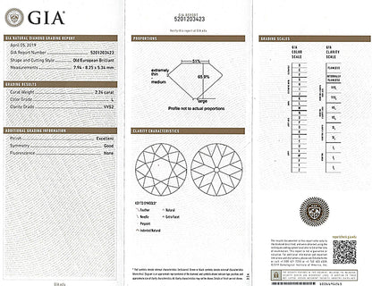 Vintage GIA Certified 2.24ct Diamond Engagement Ring