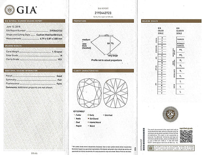 Vintage GIA Certified 1.13ct Diamond Engagement Ring