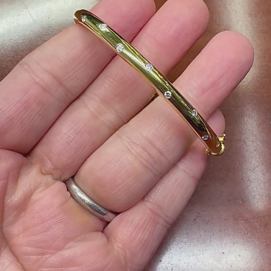 Estate Tiffany & Co Diamond 18k Yellow Gold Etoile Bangle