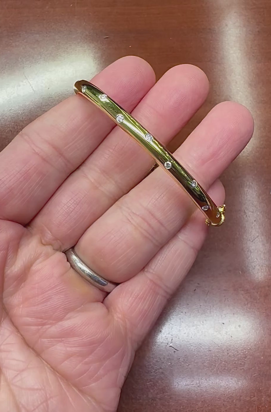 Estate Tiffany & Co Diamond 18k Yellow Gold Etoile Bangle