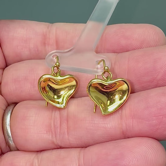 Estate Tiffany & Co 18k Yellow Gold Heart Earrings