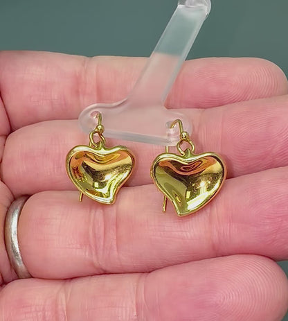 Estate Tiffany & Co 18k Yellow Gold Heart Earrings