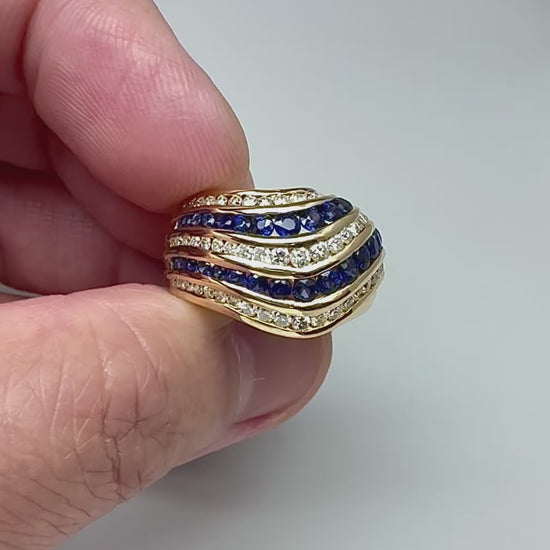 Estate 1.86ct Sapphire 0.85ct Diamond 18k Yellow Gold Ring