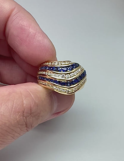 Estate 1.86ct Sapphire 0.85ct Diamond 18k Yellow Gold Ring