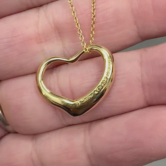 Estate Tiffany & Co 18k Yellow Gold Peretti Heart Pendant Necklace