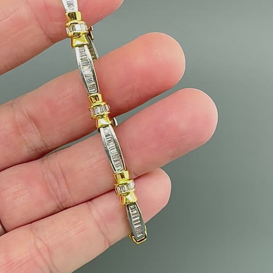 Estate 2.50ct Diamond Platinum and 18k Yellow Gold Bracelet