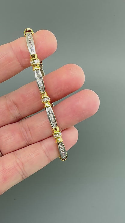 Estate 2.50ct Diamond Platinum and 18k Yellow Gold Bracelet