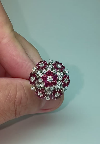 Estate 1.50ct Ruby 0.90ct Diamond 14k White Gold Ring