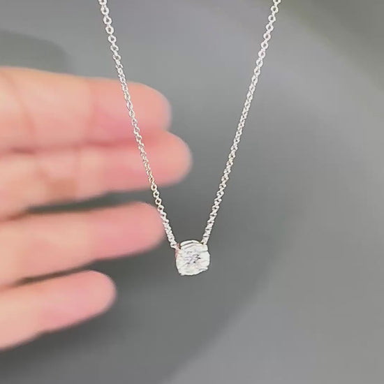 Estate 1.01ct Diamond 14k White Gold Pendant Necklace