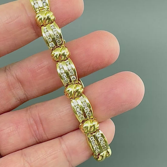 Estate 2.60ct Diamond 14k Yellow Gold Bracelet