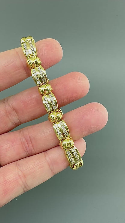 Estate 2.60ct Diamond 14k Yellow Gold Bracelet