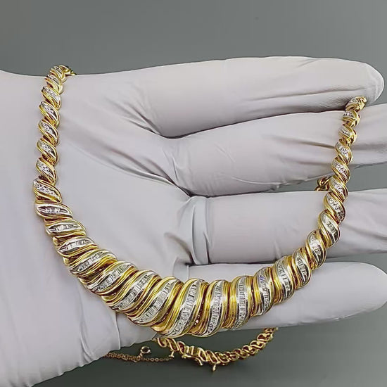 Estate 1.50ct Diamond 14k Yellow and White Gold Necklace