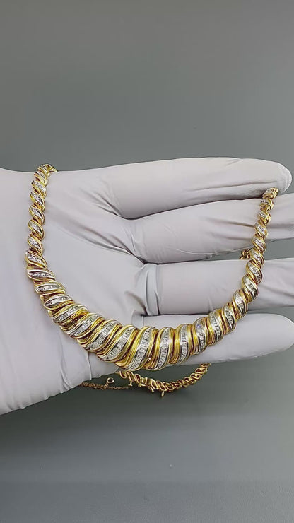 Estate 1.50ct Diamond 14k Yellow and White Gold Necklace
