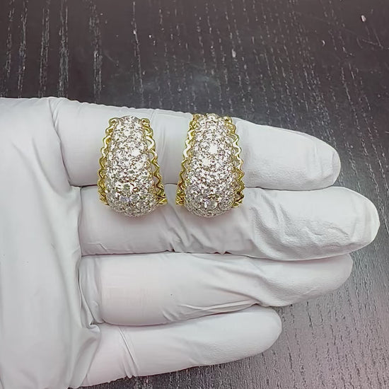 Vintage 1970s 5.00ct Diamond 18k Yellow and White Gold Earrings