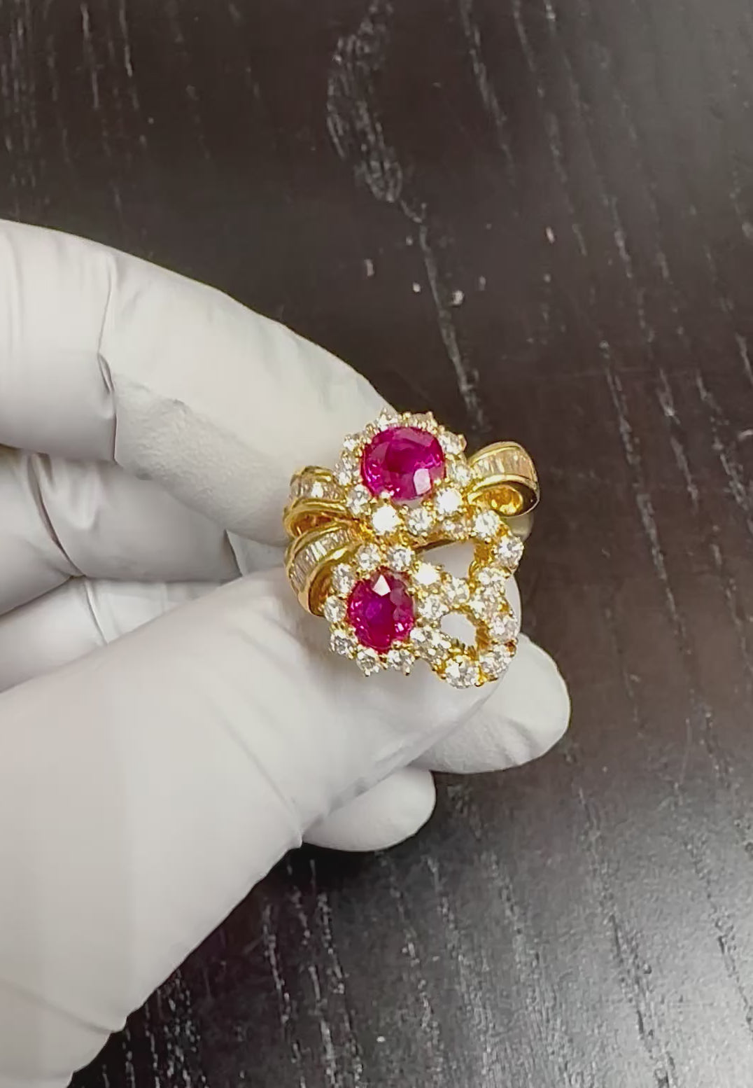 Estate 2.00ct Ruby 2.00ct Diamond 18k Yellow Gold Ring