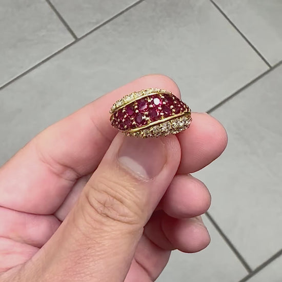 Estate 1.50ct Ruby 2.00ct Diamond 18k Yellow Gold Ring