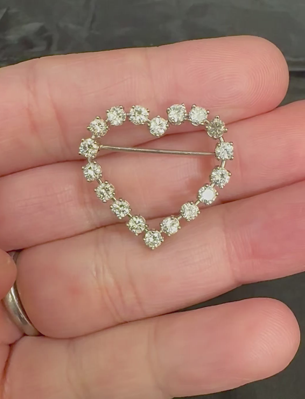 1960s Tiffany & Co 2.00ct Diamond Platinum Heart Pin