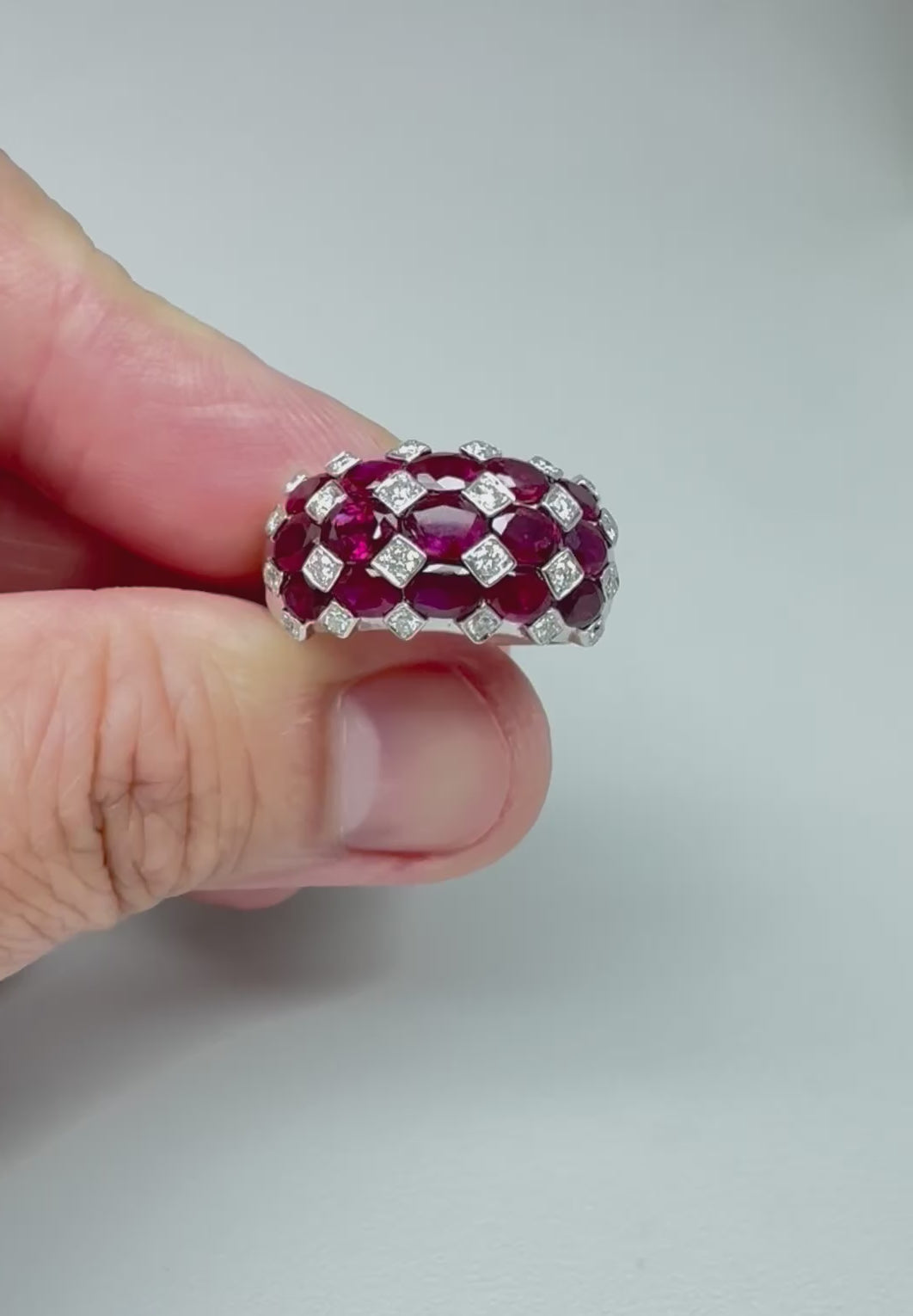 Estate 3.28ct Ruby Diamond 18k White Gold Ring