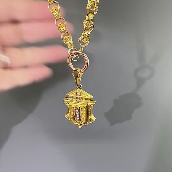 Victorian Pearl 14k Yellow Gold Pendant Necklace