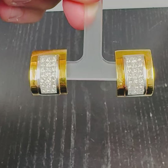 Estate 2.00ct Diamond 18k Yellow and White Gold Earrings
