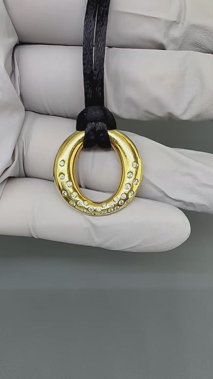 Estate Tiffany & Co Diamond 18k Yellow Gold Pendant Necklace