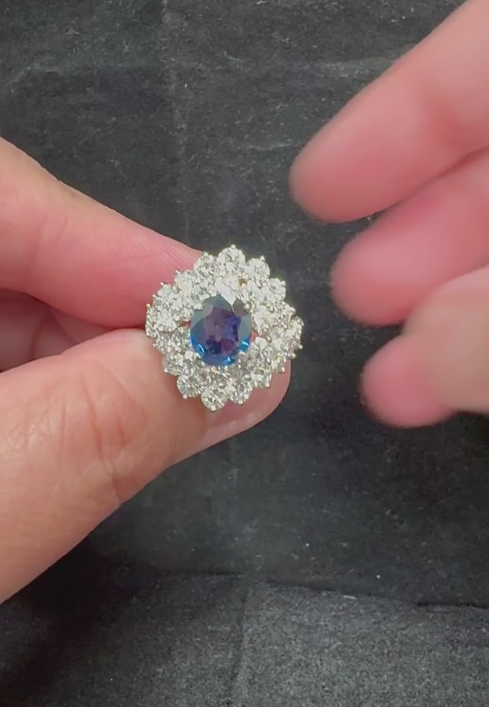 Estate 1.80ct Sapphire 3.00ct Diamond Platinum Ring