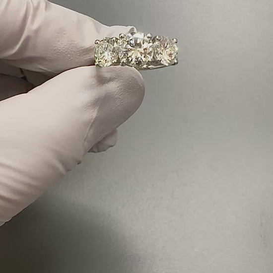 Estate 3.56cttw Diamond Platinum Three Stone  Anniversary Ring