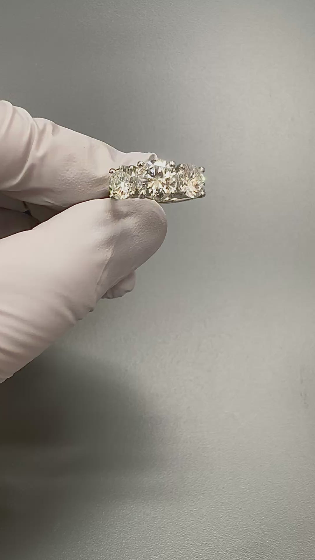 Estate 3.56cttw Diamond Platinum Three Stone  Anniversary Ring
