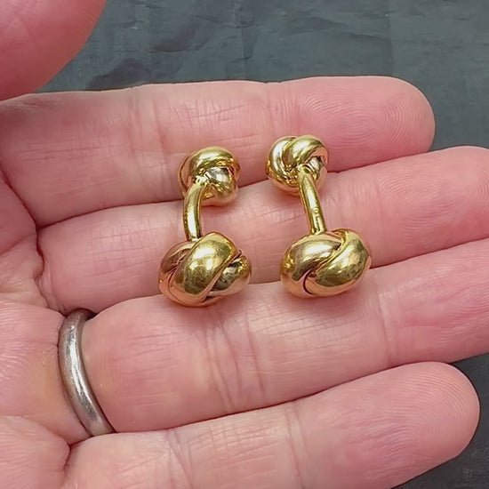 Estate Cartier Three Tone 18k Gold Knot Cufflinks
